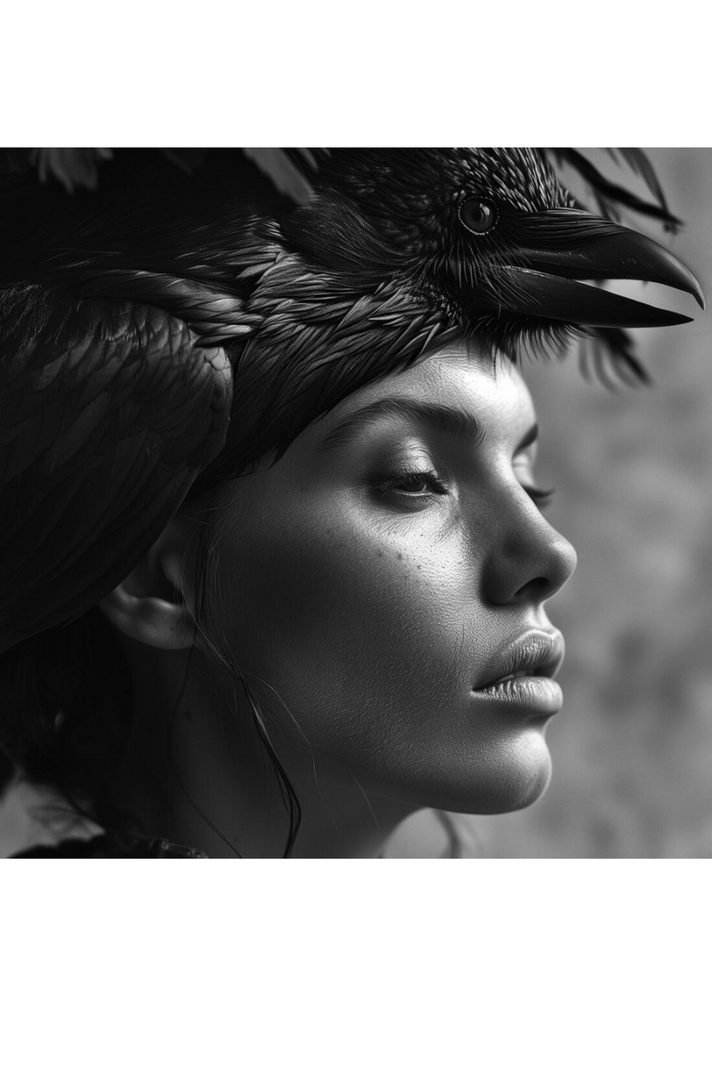 Œuvre D’ Art en Plexiglas Femme à Coiffe de Corbeau | Andrew Martin Inspired | OROA.fr