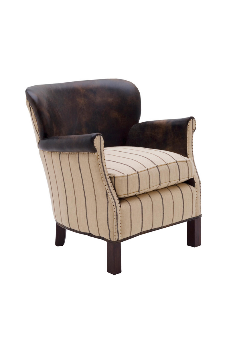 Fauteuil en cuir à rayures marron | Andrew Martin Harrow | Meubleluxe.fr