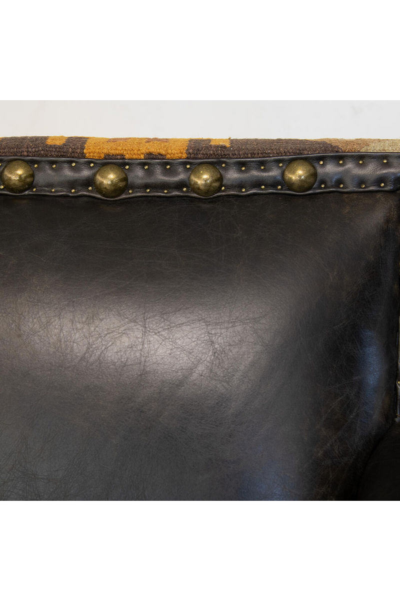 Fauteuil En Cuir Marron En Kilim Coloré | Andrew Martin Marlborough | OROA.fr