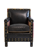Fauteuil En Cuir Marron En Kilim Coloré | Andrew Martin Marlborough | OROA.fr