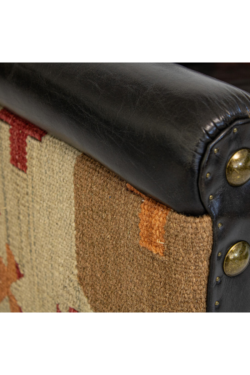 Fauteuil En Cuir Marron En Kilim Coloré | Andrew Martin Marlborough | OROA.fr