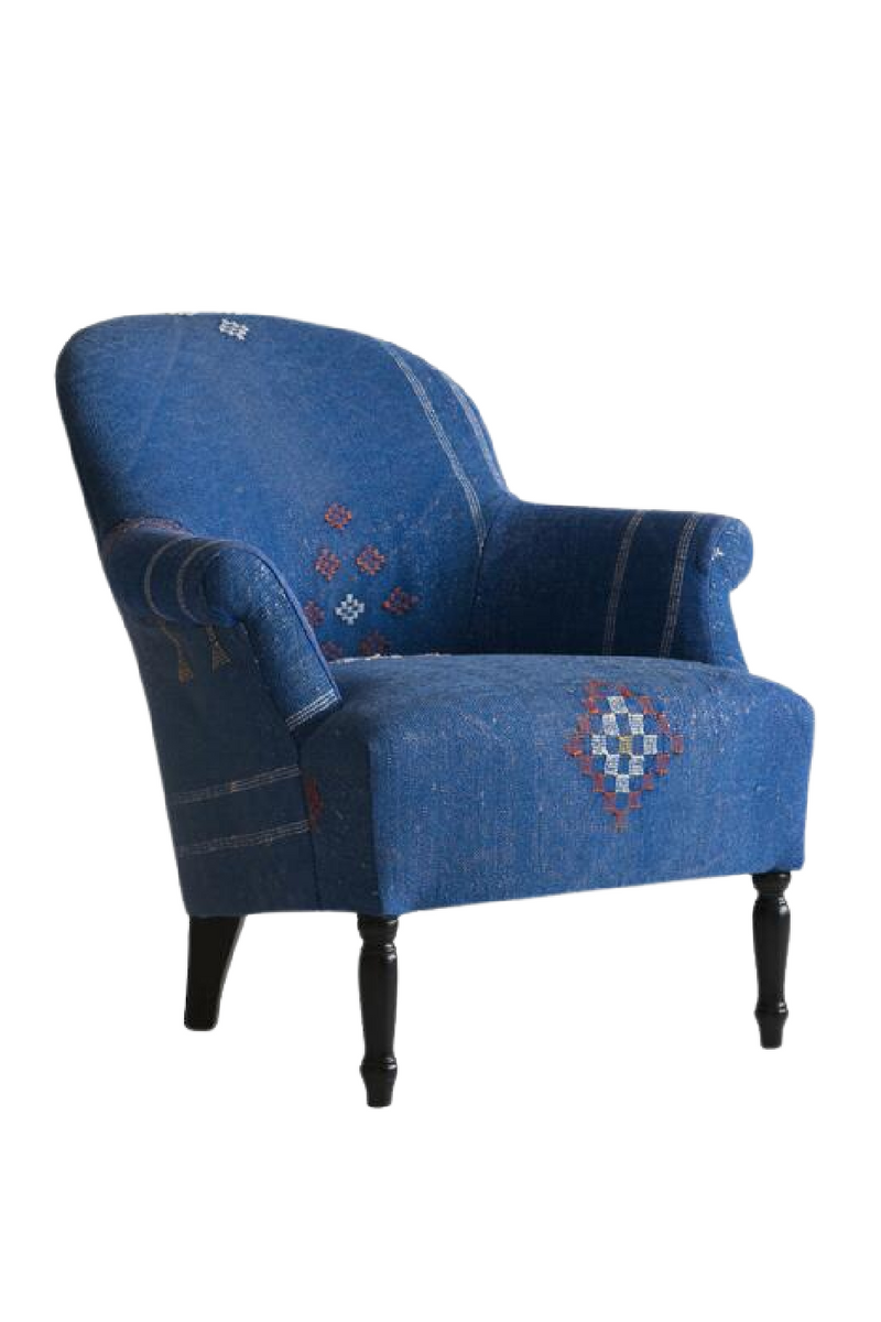 Fauteuil marocain bleu | Andrew Martin Victoria | Meubleluxe.fr