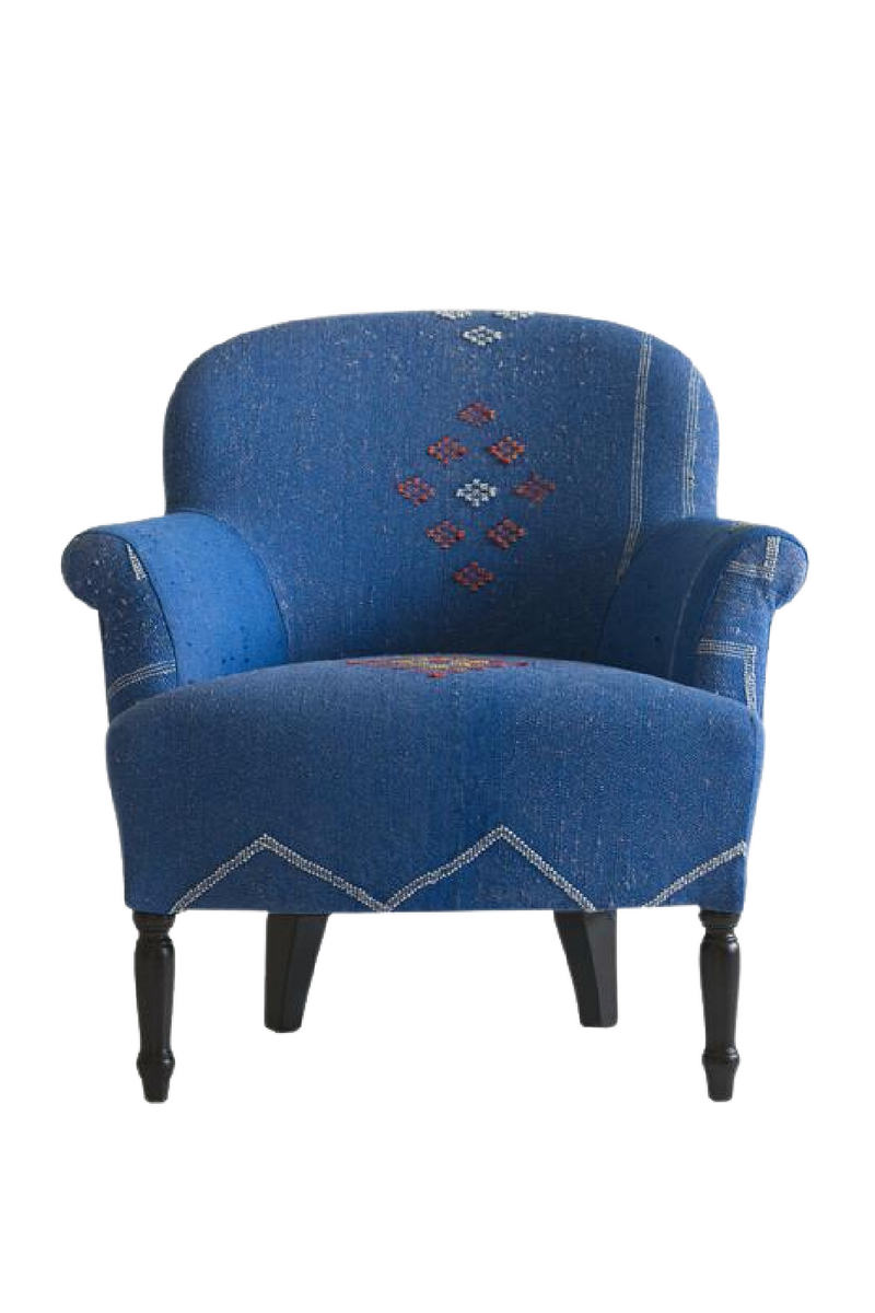 Fauteuil marocain bleu | Andrew Martin Victoria | Meubleluxe.fr