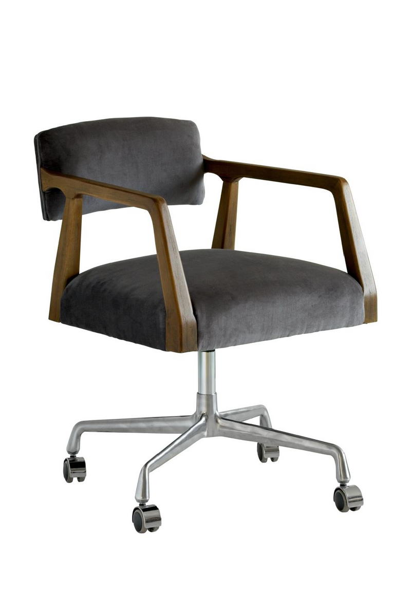 Chaise De Bureau Pivotante En Velours Gris | Andrew Martin Theo | OROA.fr
