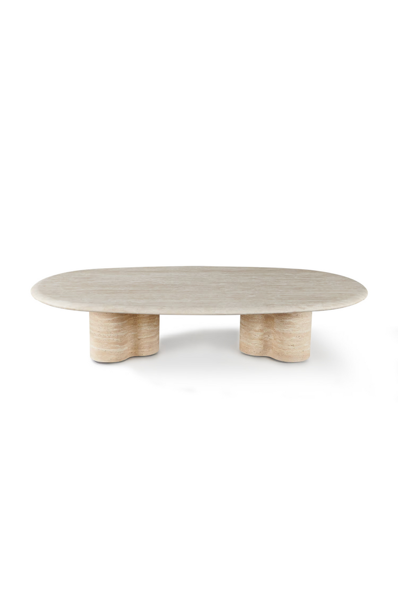 Table basse d'extérieur ovale en travertin | Andrew Martin Porto | OROA.fr