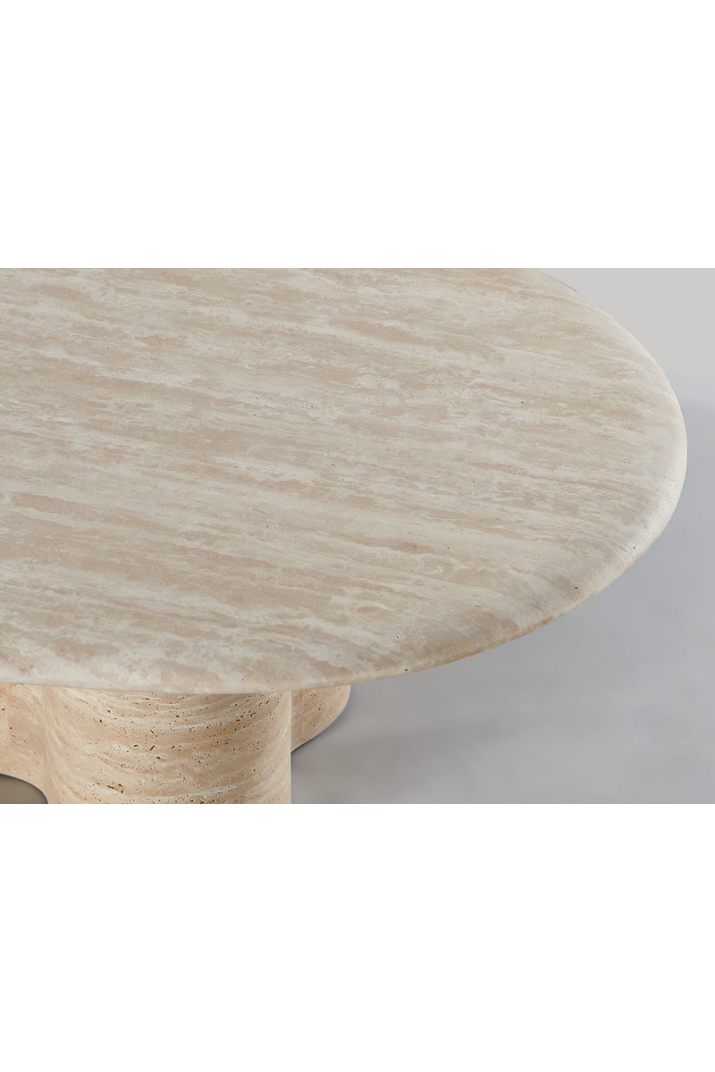 Table basse d'extérieur ovale en travertin | Andrew Martin Porto | OROA.fr