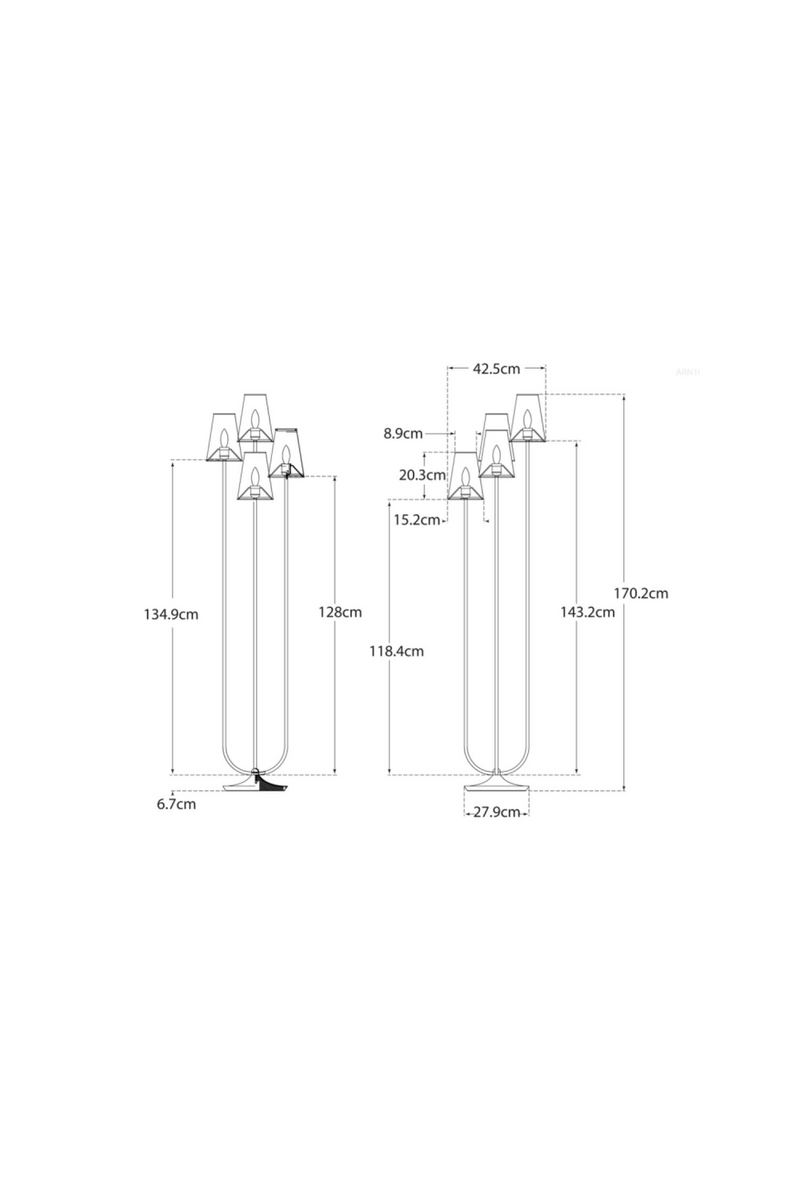 Lampadaire Moderne à Quatre Abat-Jour en Lin | Andrew Martin Montreuil | OROA.fr