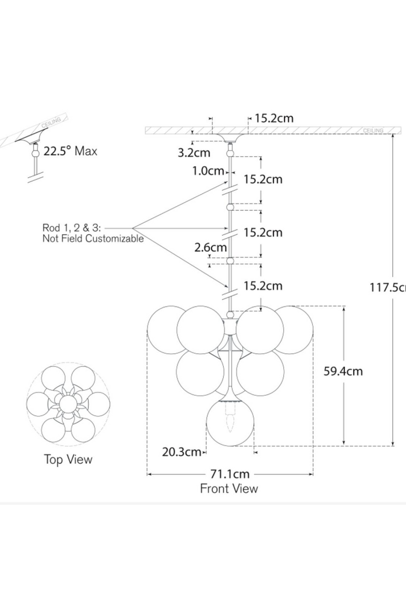 Lustre à Sphères de Verre à Plusieurs Niveaux | Andrew Martin Cristol