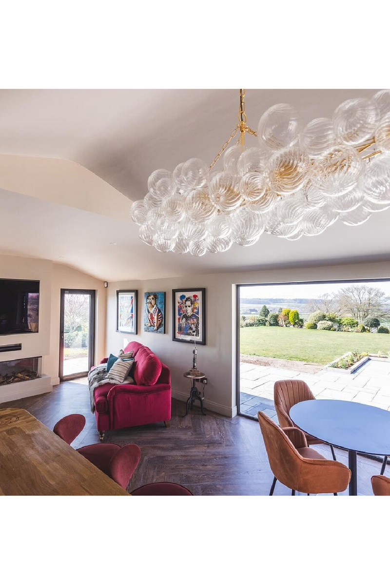 Lustre à Sphères en Verre à Motif Tourbillonnant | Andrew Martin Talia | OROA.fr