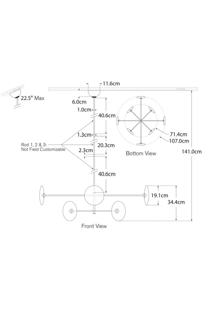 Chandelier Radial A Disques De Verre | Andrew Martin Calvino | OROA.fr