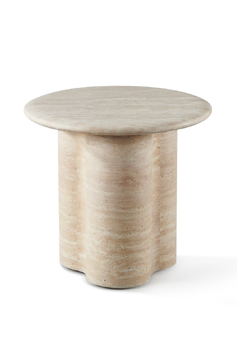 Table d'appoint d'extérieur ronde en travertin | Andrew Martin Porto | OROA.fr