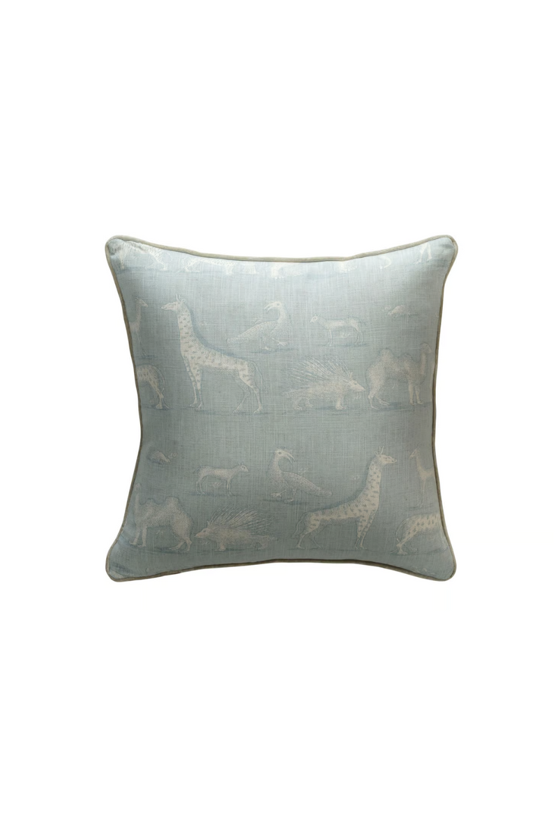 Cool Blue Velvet Square Cushion | Andrew Martin Kingdom Powder