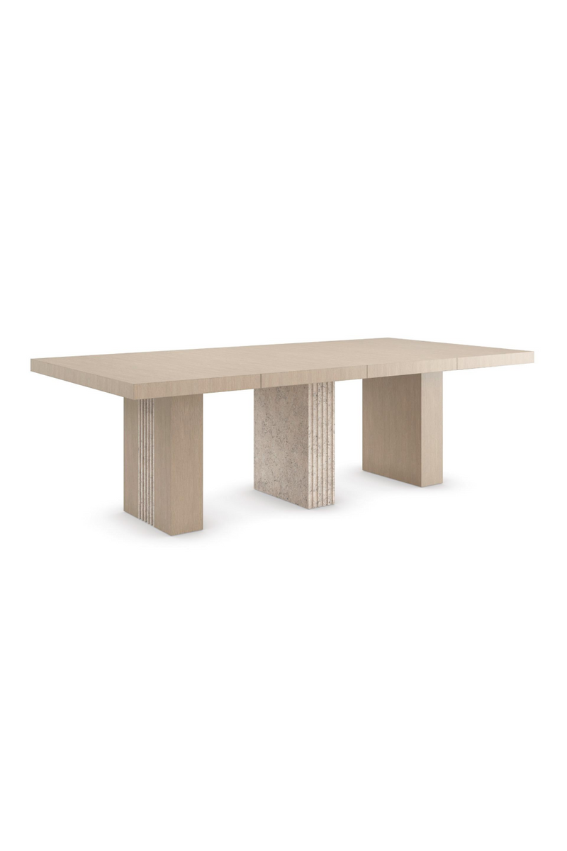 Table de salle à manger extensible en travertin | Caracole Unity Light | Meubleluxe.fr