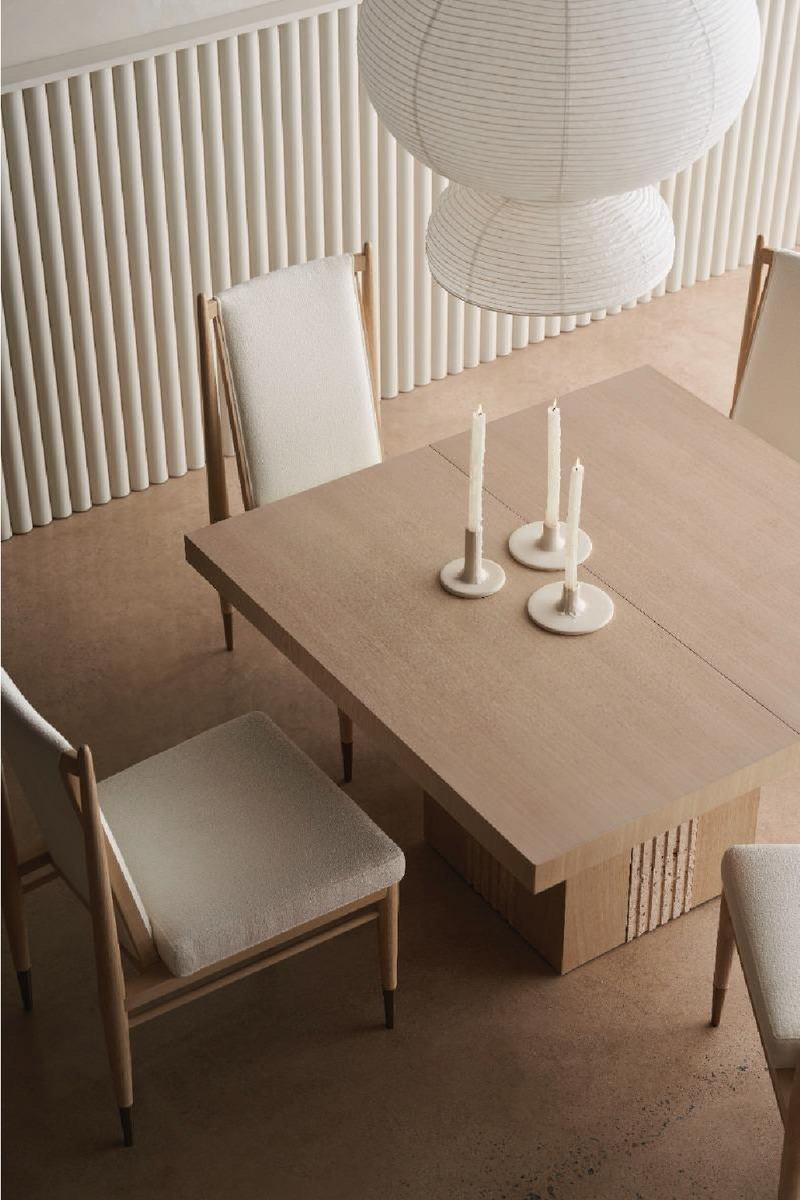 Table de salle à manger extensible en travertin | Caracole Unity Light | Meubleluxe.fr