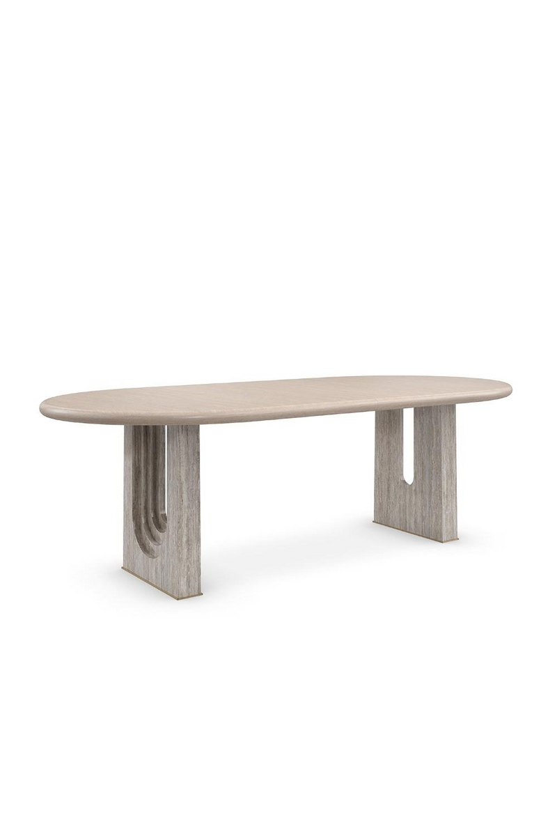 Table de salle à manger extensible en travertin | Caracole Emphasis | Meubleluxe.fr