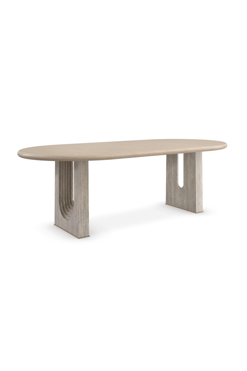 Table de salle à manger extensible en travertin | Caracole Emphasis | Meubleluxe.fr