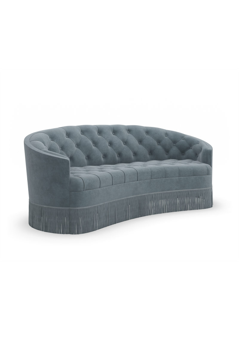 Canapé capitonné en velours turquoise | Caracole | OROA.fr