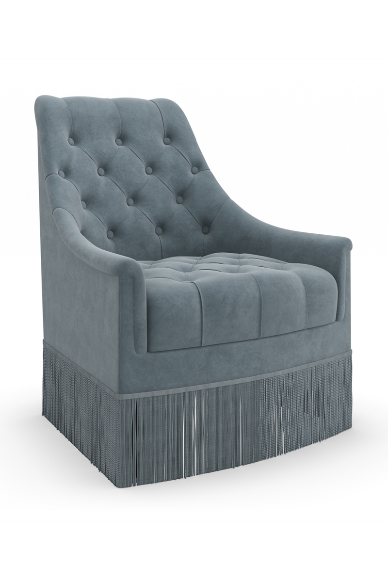 Fauteuil d’Appoint Capitonné en Velours Turquoise | Caracole | OROA.fr