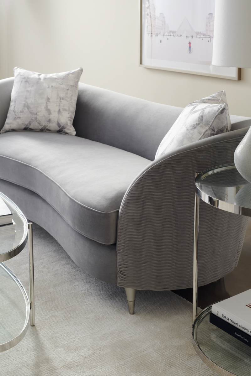 Canapé Courbé en Velours Gris | Caracole Farrah \ Oroa.fr
