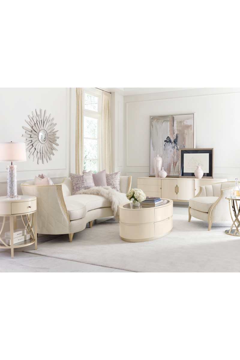 Fauteuil de salon en bouclé crème | Caracole Adela | OROA.fr