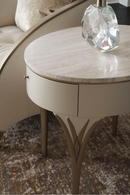 Table d'appoint en bois crème et pierre taupe | Caracole Valentina S | Meubleluxe.fr