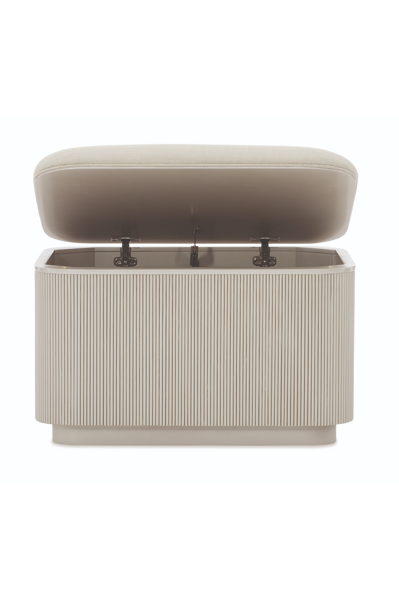 Ottoman de Rangement Beige à Cannelures | Caracole For The Love Of | Oroatrade.com