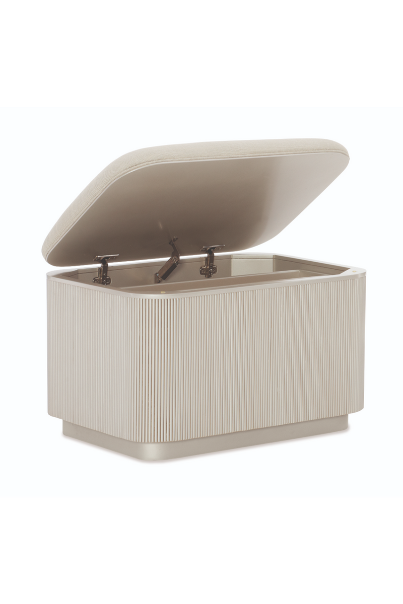 Ottoman de Rangement Beige à Cannelures | Caracole For The Love Of | Oroatrade.com