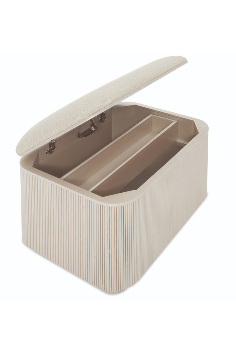 Ottoman de Rangement Beige à Cannelures | Caracole For The Love Of | Oroatrade.com