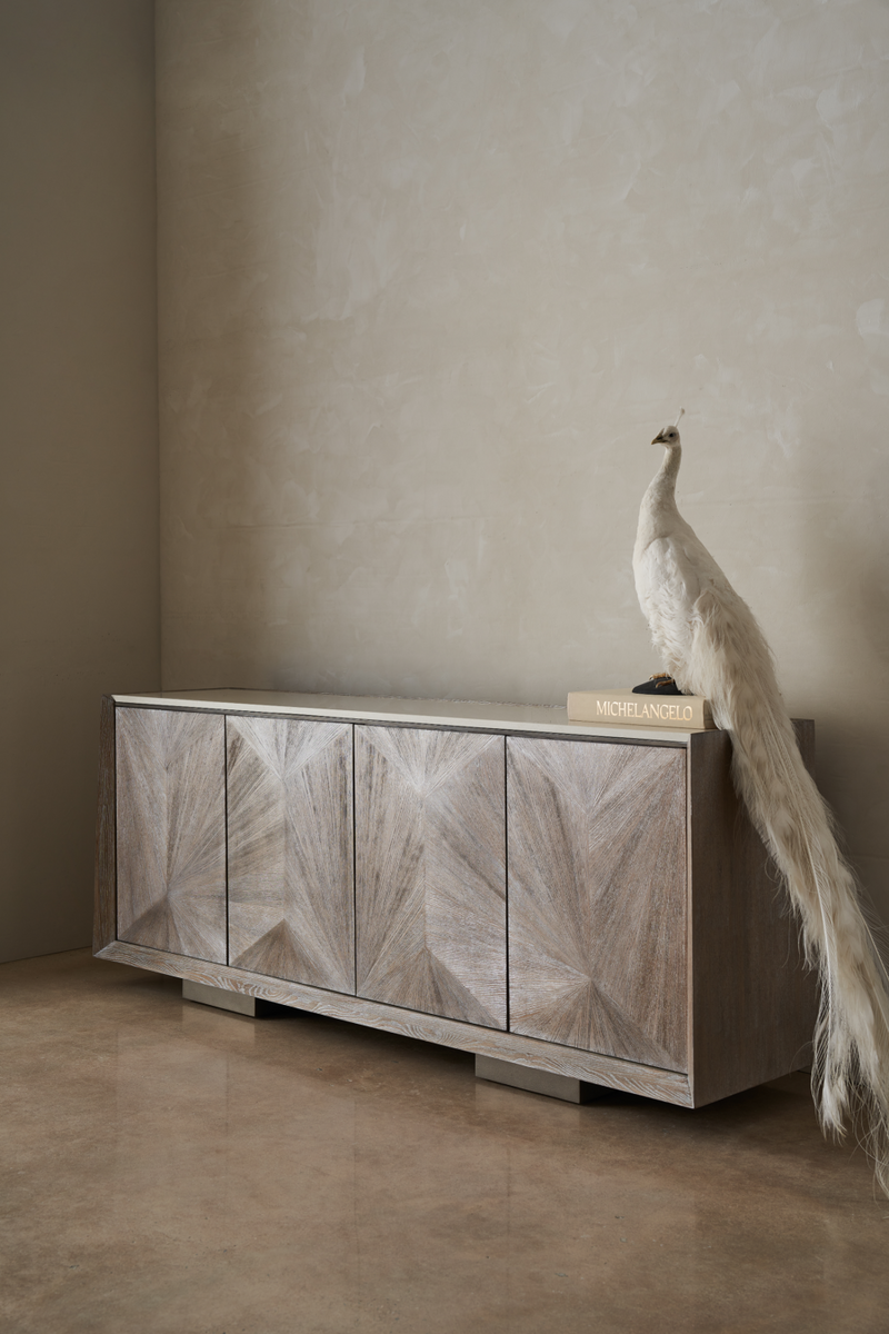 Buffet en bois de frêne et pierre crème | Caracole View | Meubleluxe.fr