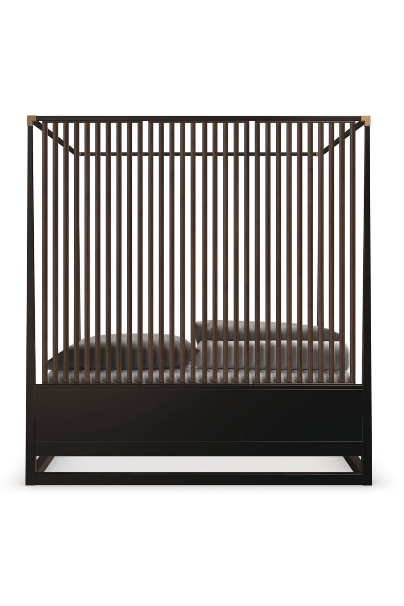 Lit à baldaquin en bois brun | Caracole Pinstripe | OROA.fr