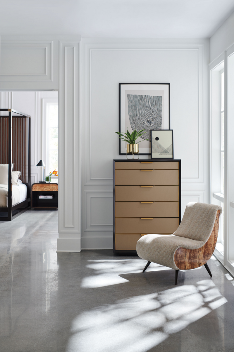 Lit à baldaquin en bois brun | Caracole Pinstripe | OROA.fr