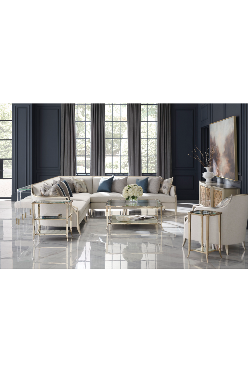 Table d'appoint en verre et métal doré | Caracole Simply Charming | Meubleluxe.fr