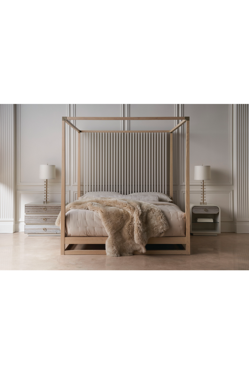 Table de chevet en bois lait d'amande et grès gris | Caracole Bedrock | Meubleluxe.fr