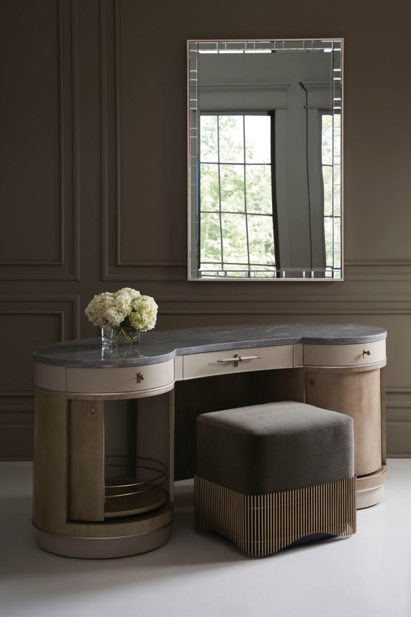 Bureau console en marbre gris et bois clair | Caracole Vanity | Meubleluxe.fr