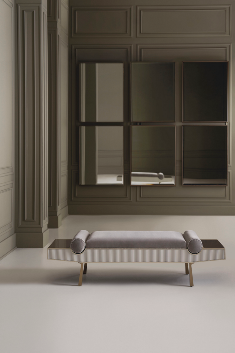 Banc Moderne en Mohair Gris | Caracole Roll Play | Meubleluxe.fr