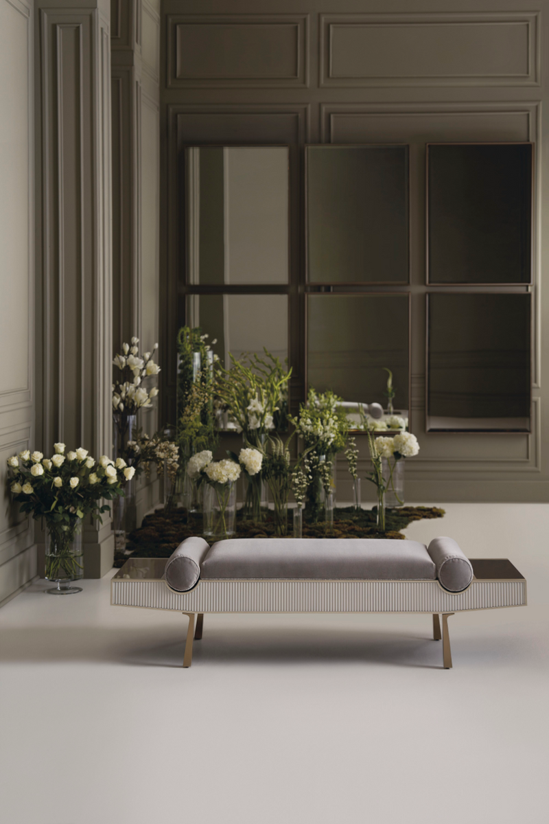 Banc Moderne en Mohair Gris | Caracole Roll Play | Meubleluxe.fr