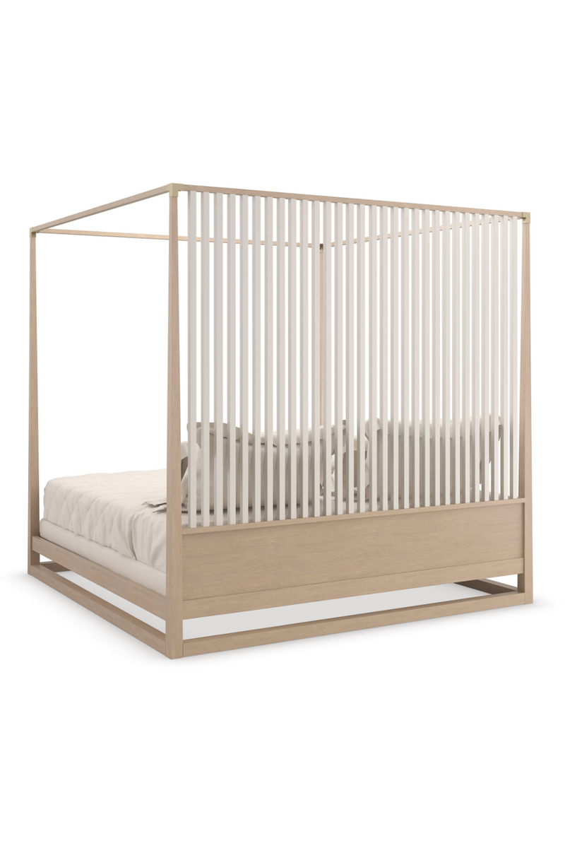 Lit à baldaquin en chêne clair | Caracole Pinstripe | OROA.fr