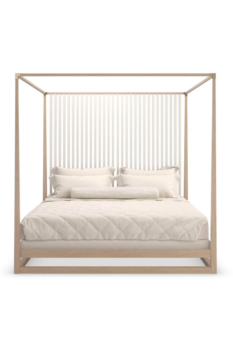 Lit à baldaquin en chêne clair | Caracole Pinstripe | OROA.fr