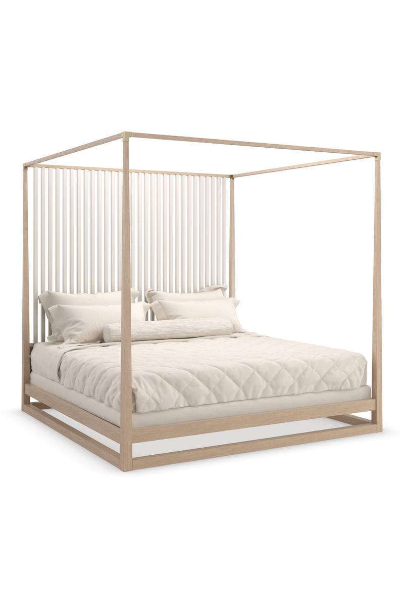 Lit à baldaquin en chêne clair | Caracole Pinstripe | OROA.fr