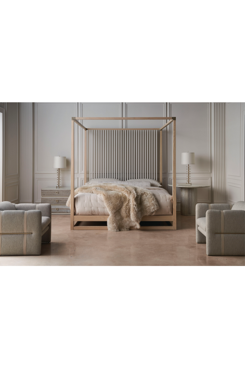 Lit à baldaquin en chêne clair | Caracole Pinstripe | OROA.fr