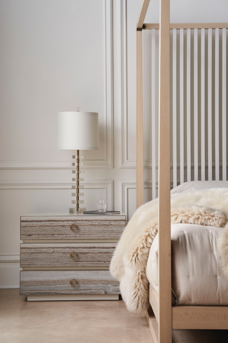 Lit à baldaquin en chêne clair | Caracole Pinstripe | OROA.fr