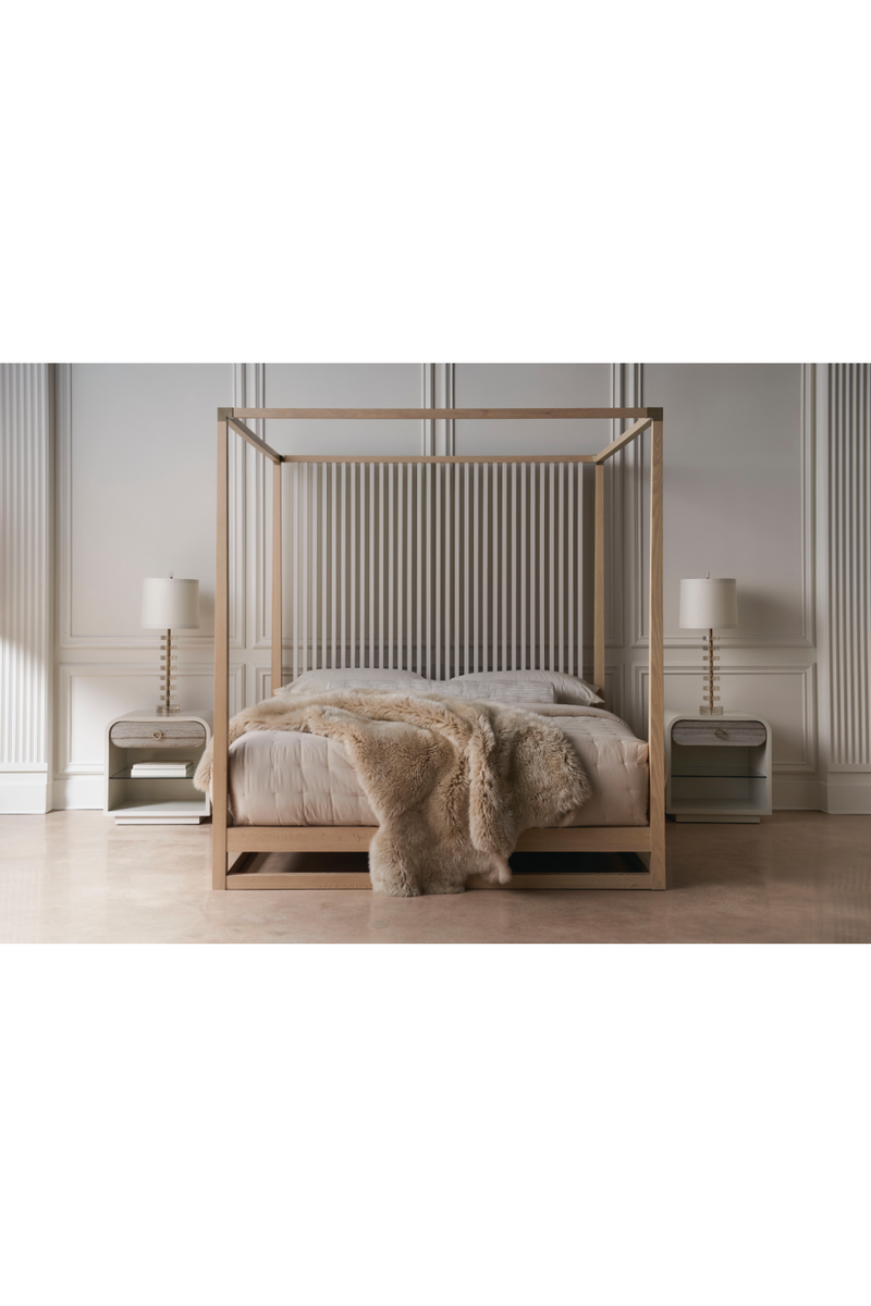 Lit à baldaquin en chêne clair | Caracole Pinstripe | OROA.fr