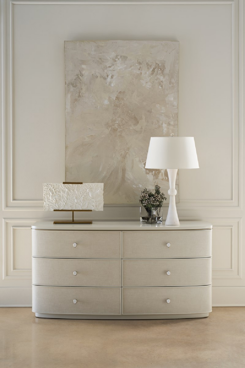 Commode à 6 tiroirs en lin crème | Caracole Lyon | OROA.fr
