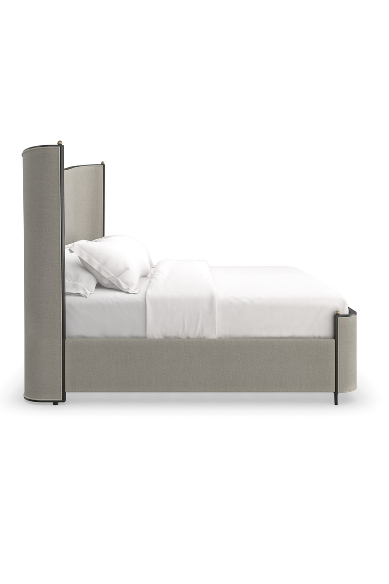 Lit queen en tissu gris | Caracole Provence | OROA.fr