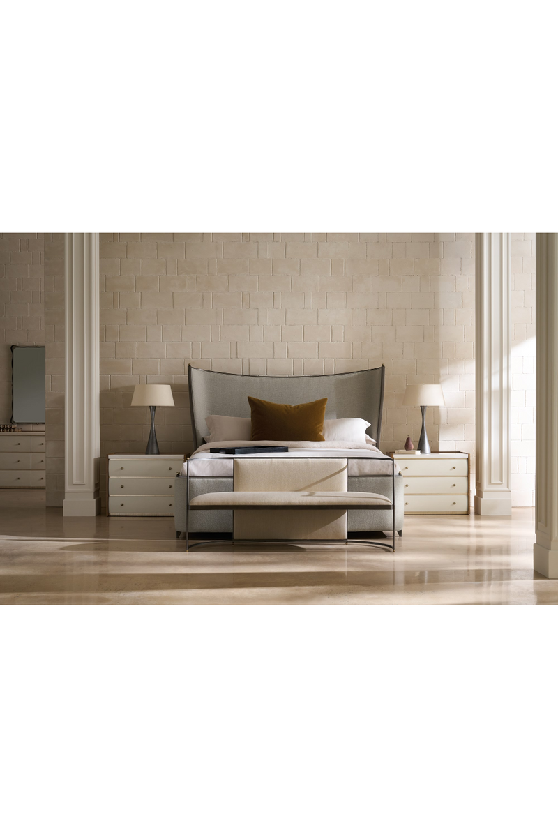 Lit queen en tissu gris | Caracole Provence | OROA.fr
