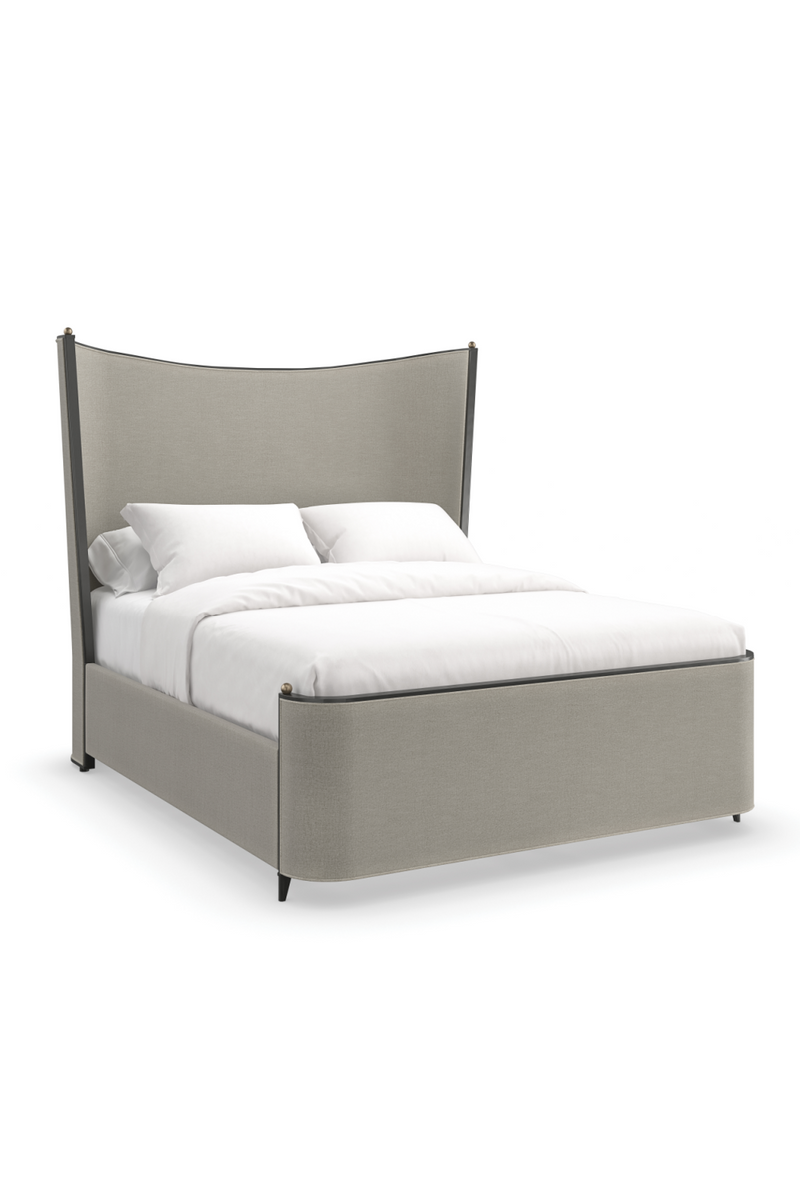 Lit queen en tissu gris | Caracole Provence | OROA.fr
