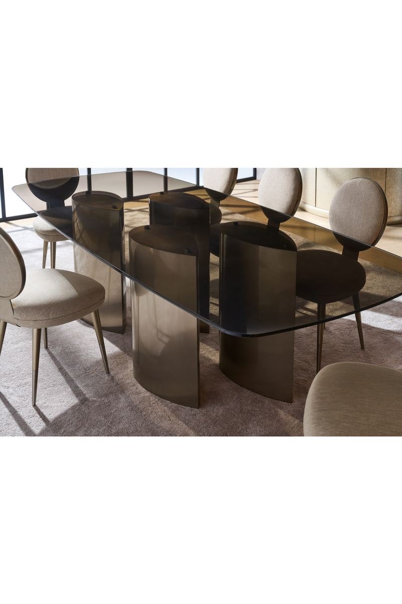 Table de salle à manger avec base à 4 colonnes dorées | Caracole Aphelion 4 | OROA.fr