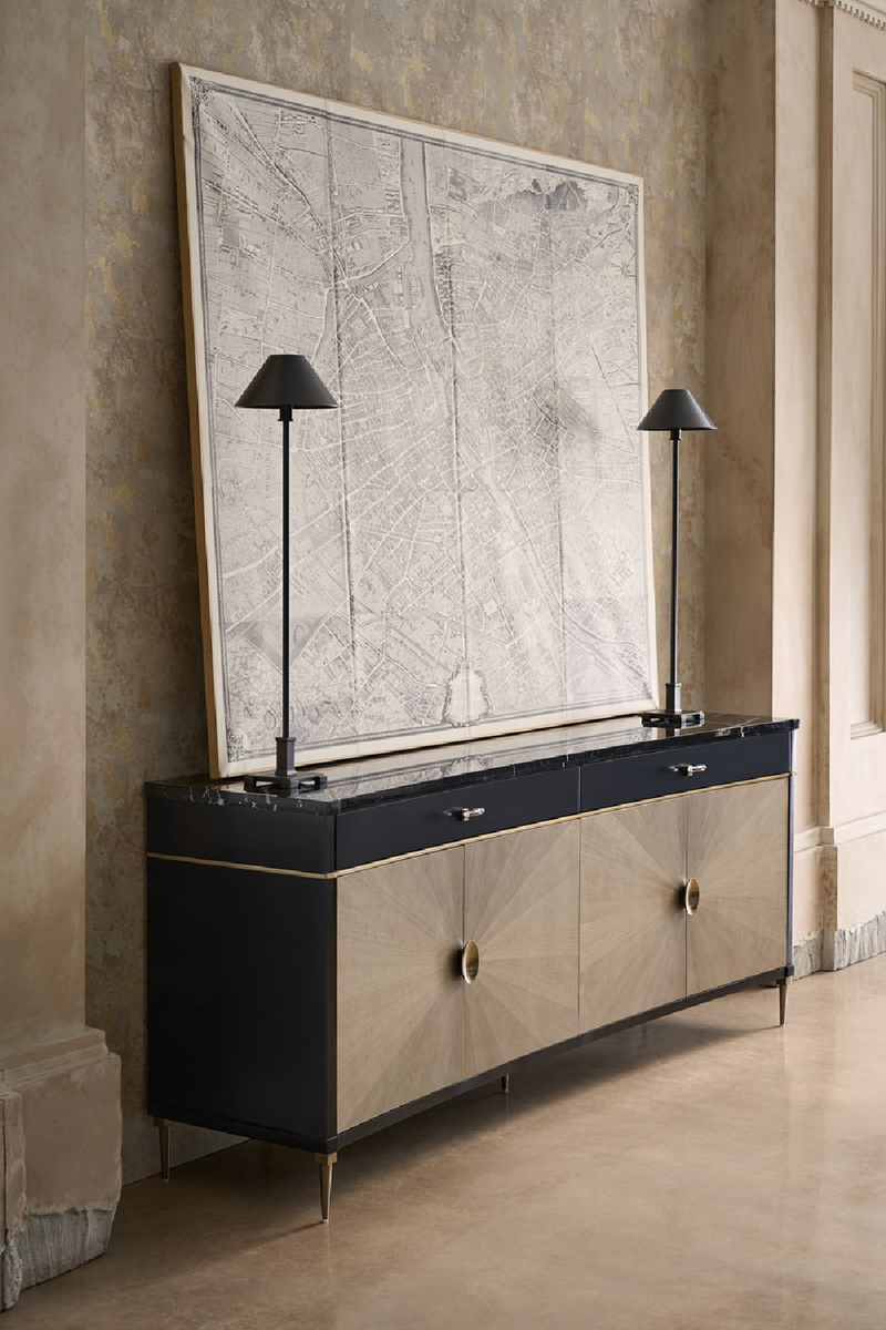 Buffet avec plateau en marbre noir | Caracole Noir | OROA.fr