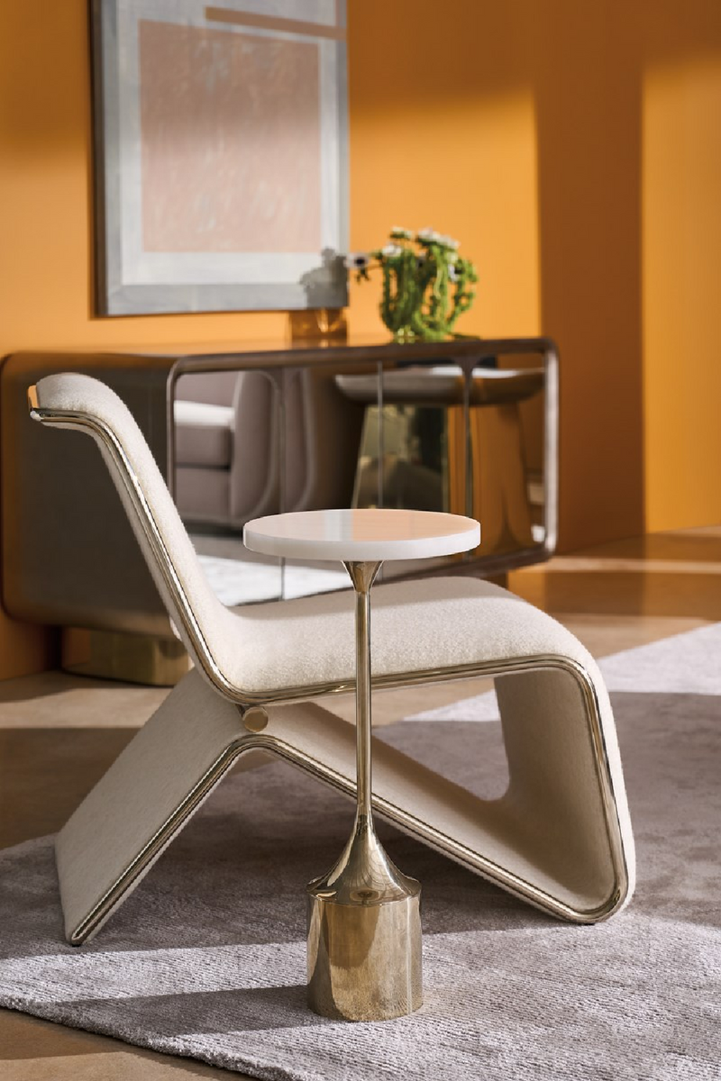 Table d’Appoint Piédestal en Pierre Blanche | Caracole Beta | OROA.fr