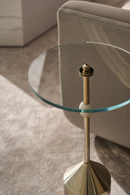 Table d’appoint sur piédestal en verre transparent | Caracole Alpha | OROA.fr